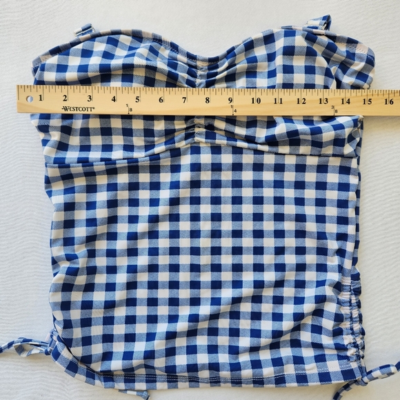 Rey Swimwear Elizabeth In Gingham Tankini Top Blue White Checkered Large - Picture 11 of 14